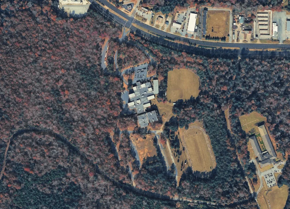 The Victory campus training grounds from the air